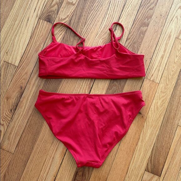 Andie x Mindy Bikini Set Maui Top Ribbed Swimsuit Flame Red size M NWT/NWOT - Picture 5 of 10
